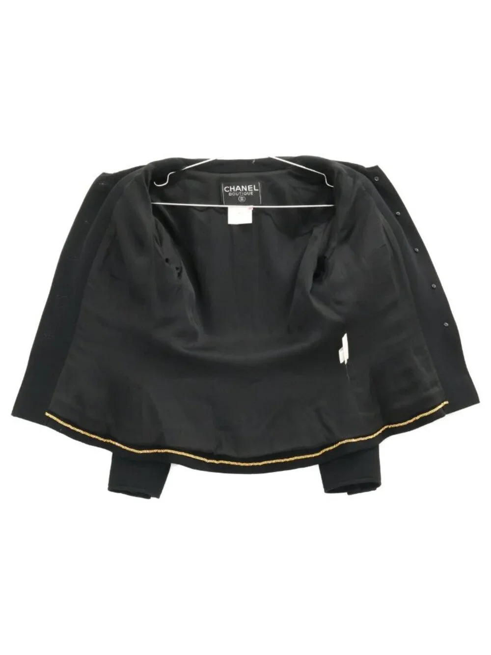 Chanel 96A Wool CC Logo Button Hem Chain Decoration Single Jacket 36